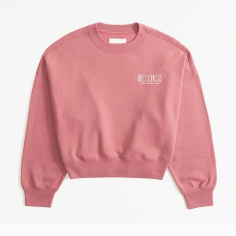 Abercrombie & Fitch pink coral wellness lounge crew cropped sweatshirt XS